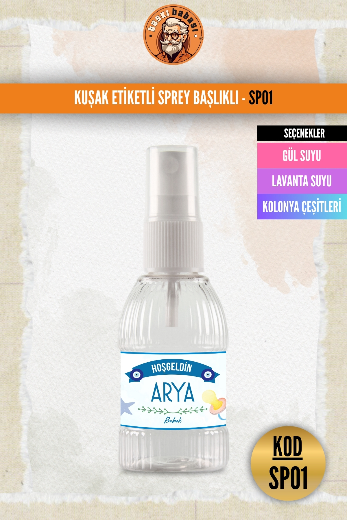 Etiket Baskılı Sprey Kapaklı Şişe